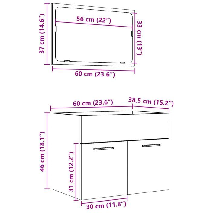 Ensemble de meubles de salle de bain 2 pcs chêne sonoma - Photo n°11