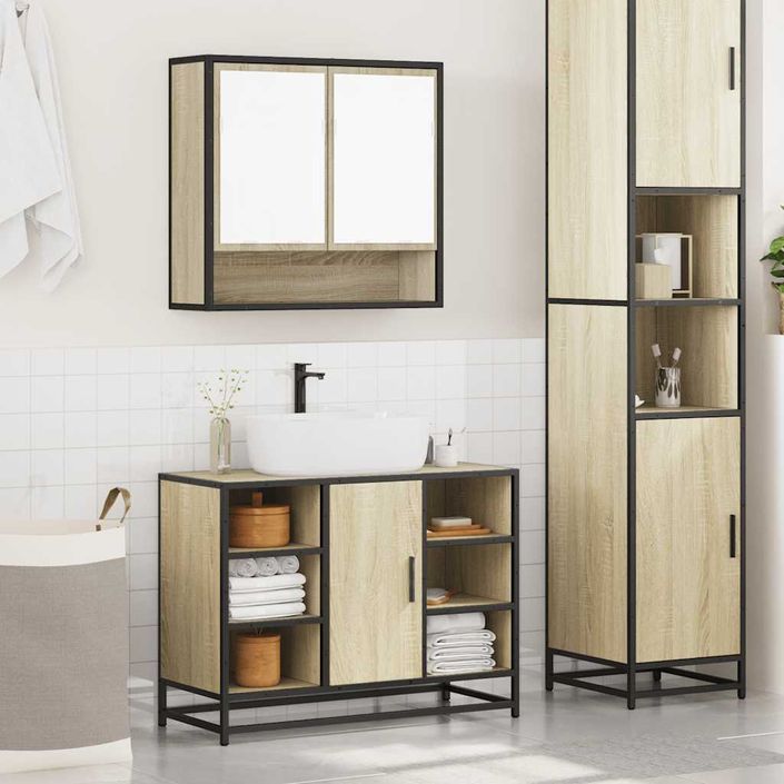 Ensemble de meubles de salle de bain 2 pcs chêne sonoma - Photo n°4