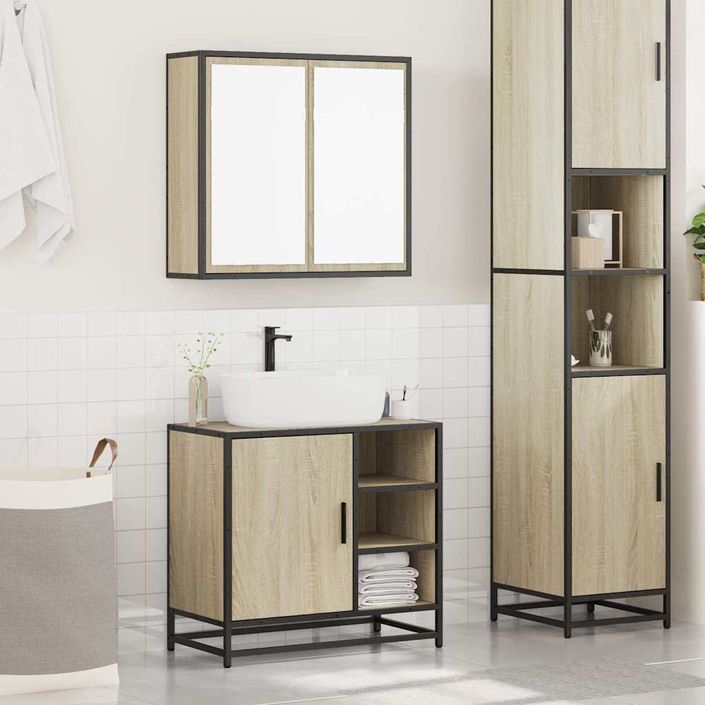 Ensemble de meubles de salle de bain 2 pcs chêne sonoma - Photo n°3