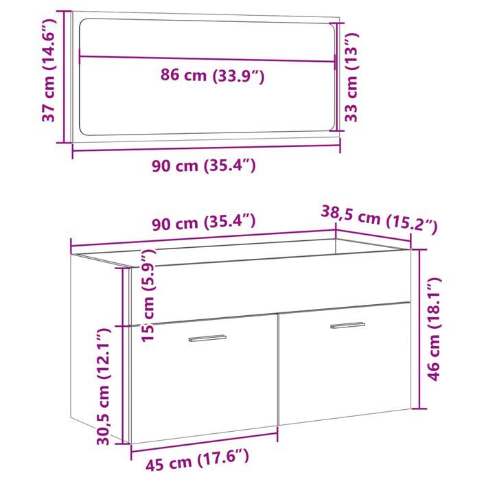 Ensemble de meubles de salle de bain 2 pcs chêne sonoma - Photo n°11