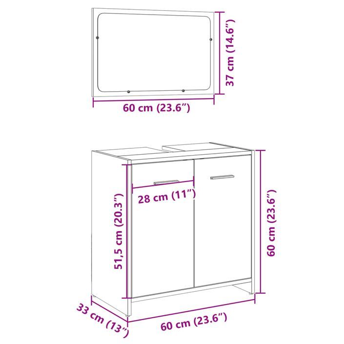 Ensemble de meubles de salle de bain 2 pcs chêne sonoma - Photo n°10