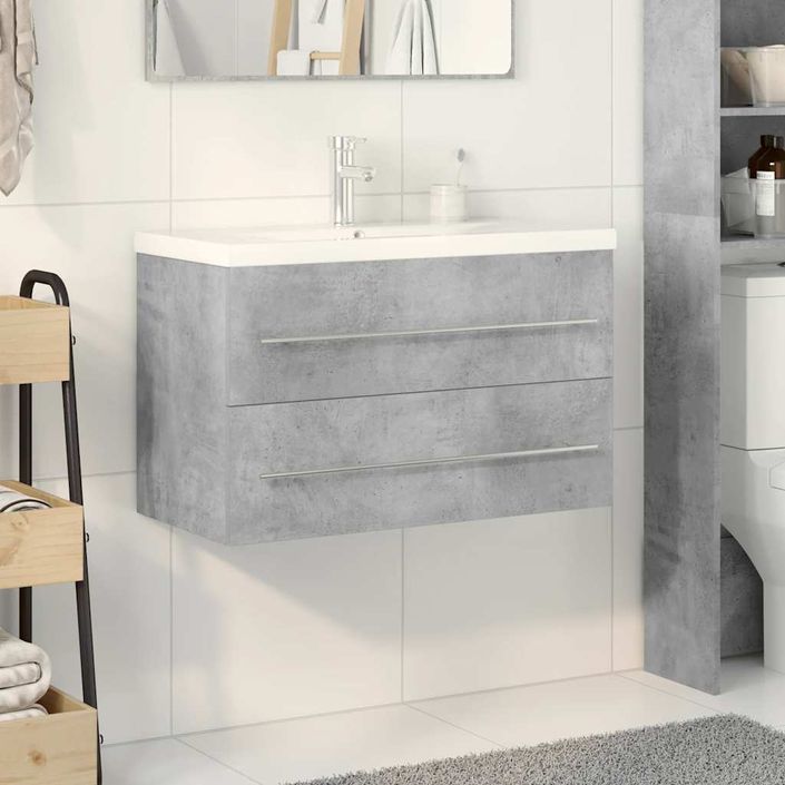 Ensemble de meubles de salle de bain 2 pcs gris béton - Photo n°3