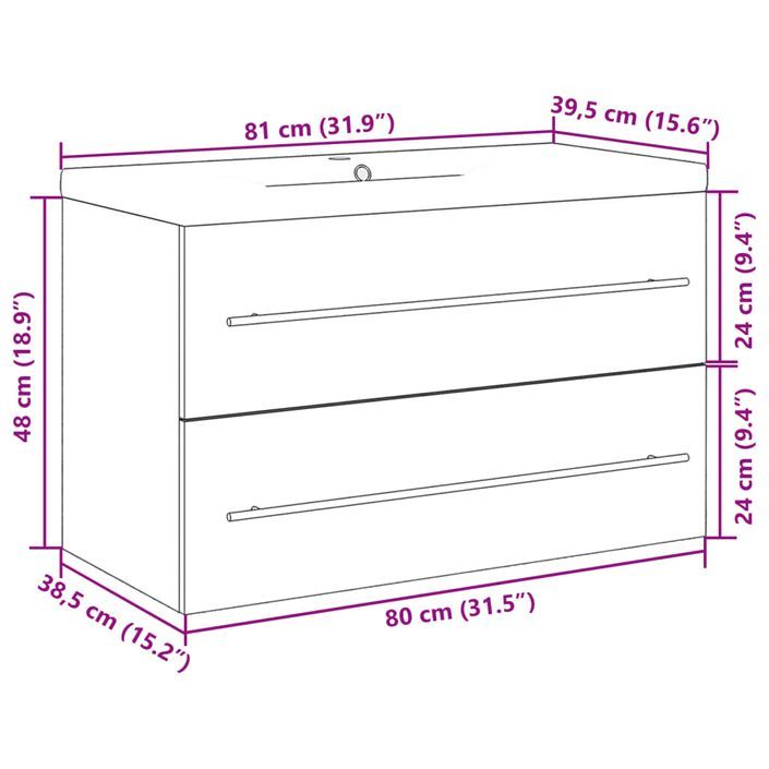 Ensemble de meubles de salle de bain 2 pcs gris béton - Photo n°11