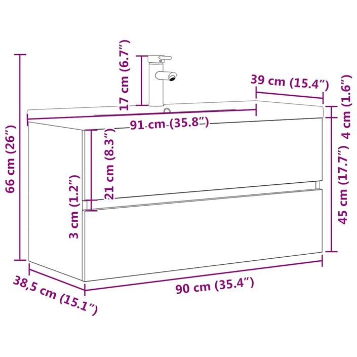 Ensemble de meubles de salle de bain 2 pcs gris béton - Photo n°11