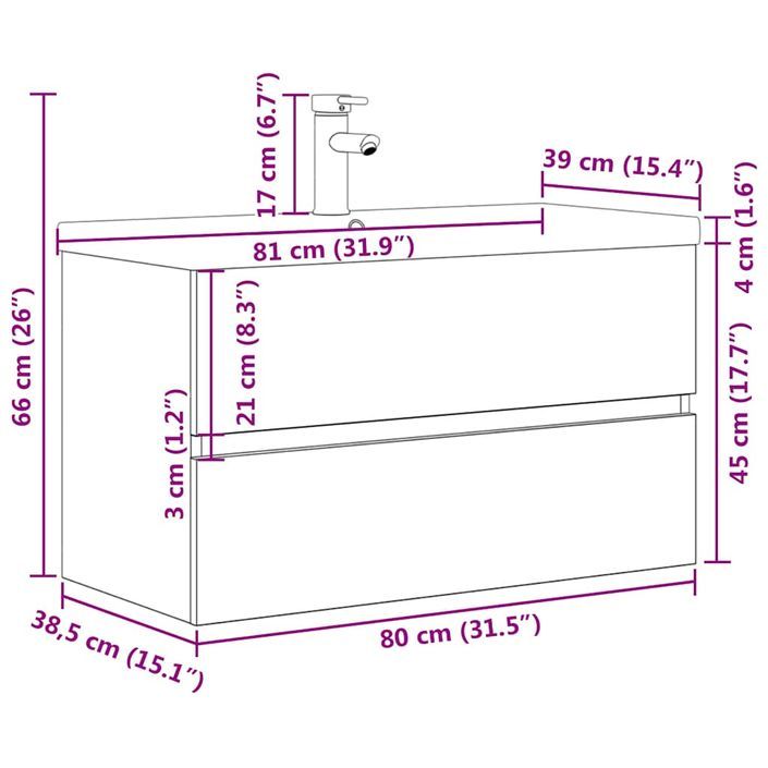 Ensemble de meubles de salle de bain 2 pcs gris béton - Photo n°11