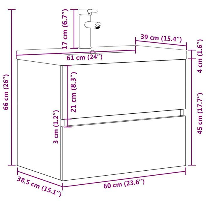 Ensemble de meubles de salle de bain 2 pcs gris béton - Photo n°11