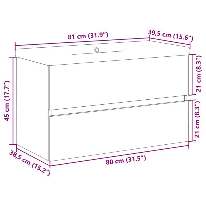 Ensemble de meubles de salle de bain 2 pcs gris béton - Photo n°11