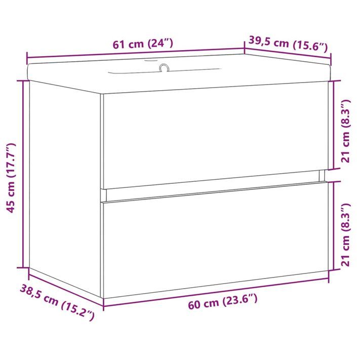 Ensemble de meubles de salle de bain 2 pcs gris béton - Photo n°11