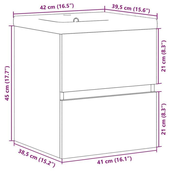 Ensemble de meubles de salle de bain 2 pcs gris béton - Photo n°11