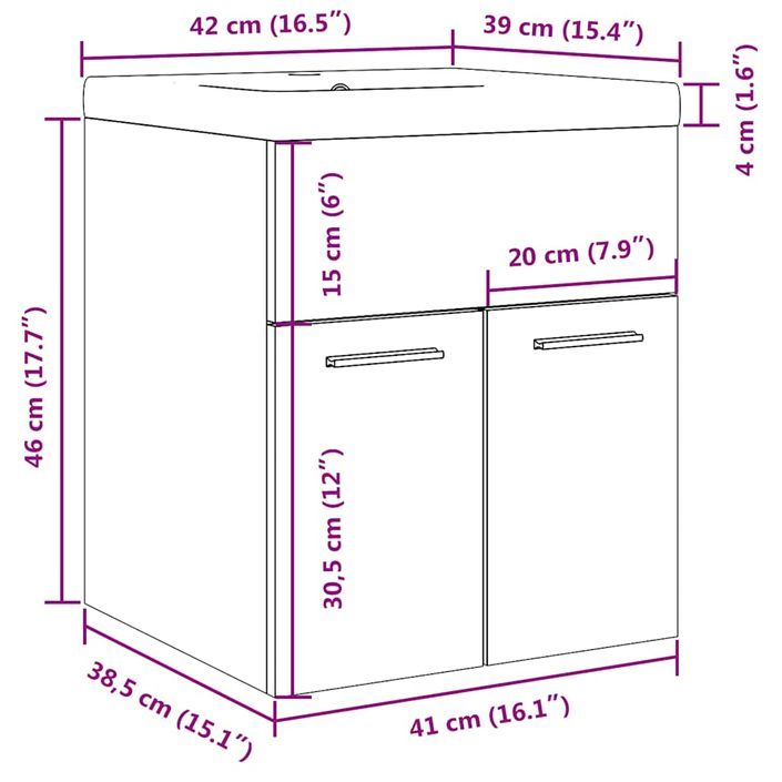 Ensemble de meubles de salle de bain 2 pcs gris béton - Photo n°11