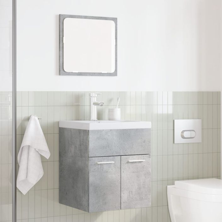 Ensemble de meubles de salle de bain 2 pcs gris béton - Photo n°3