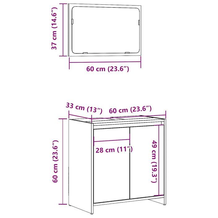 Ensemble de meubles de salle de bain 2 pcs gris béton - Photo n°10