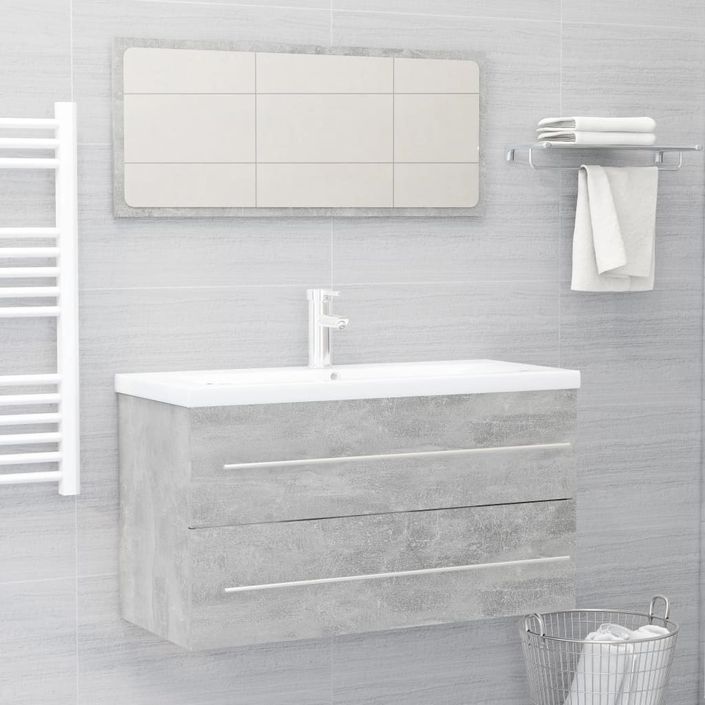 Ensemble de meubles de salle de bain 2 pcs Gris béton 6 - Photo n°1