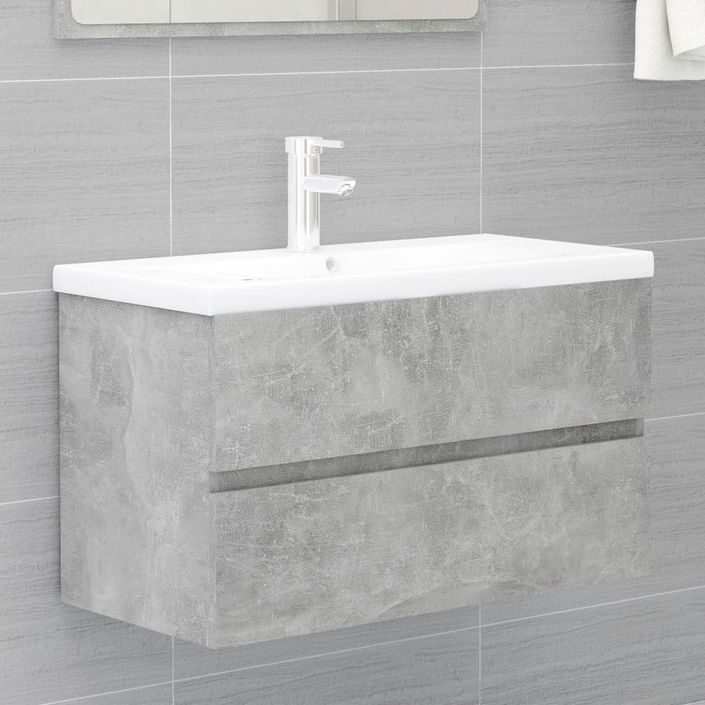 Ensemble de meubles de salle de bain 2 pcs Gris béton 3 - Photo n°4