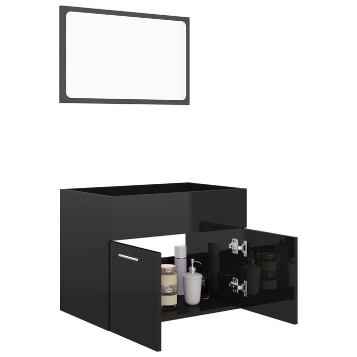 Ensemble de meubles de salle de bain 2 pcs Noir brillant - Photo n°4