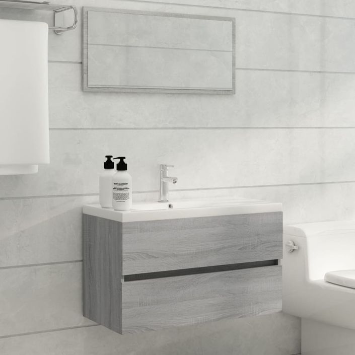 Ensemble de meubles de salle de bain 2 pcs Sonoma gris - Photo n°2