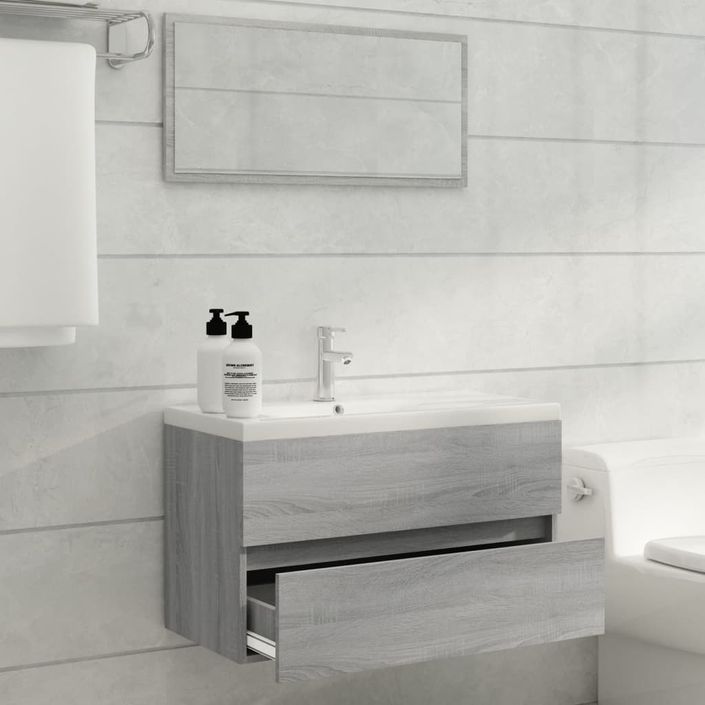 Ensemble de meubles de salle de bain 2 pcs Sonoma gris - Photo n°3