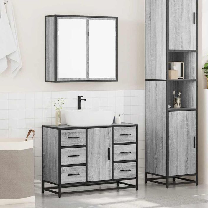 Ensemble de meubles de salle de bain 2 pcs Sonoma gris - Photo n°3