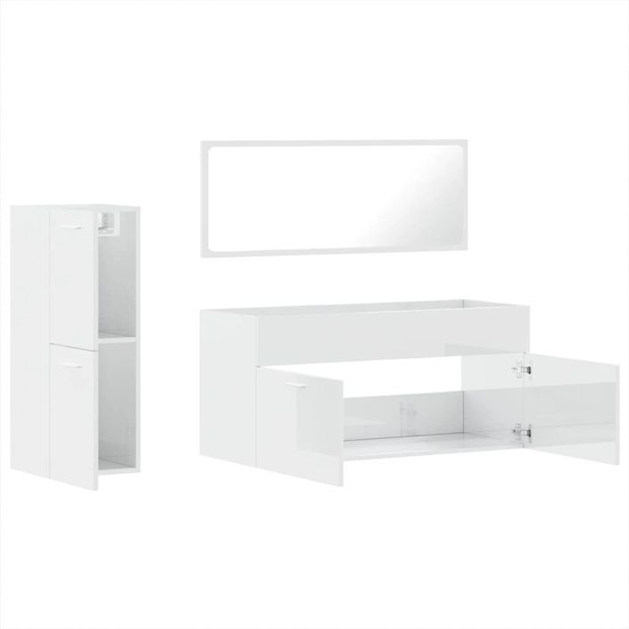 Ensemble de meubles de salle de bain 3 pcs blanc brillant - Photo n°8