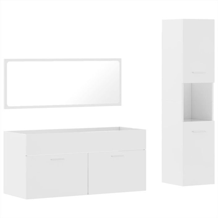 Ensemble de meubles de salle de bain 3 pcs blanc brillant - Photo n°2