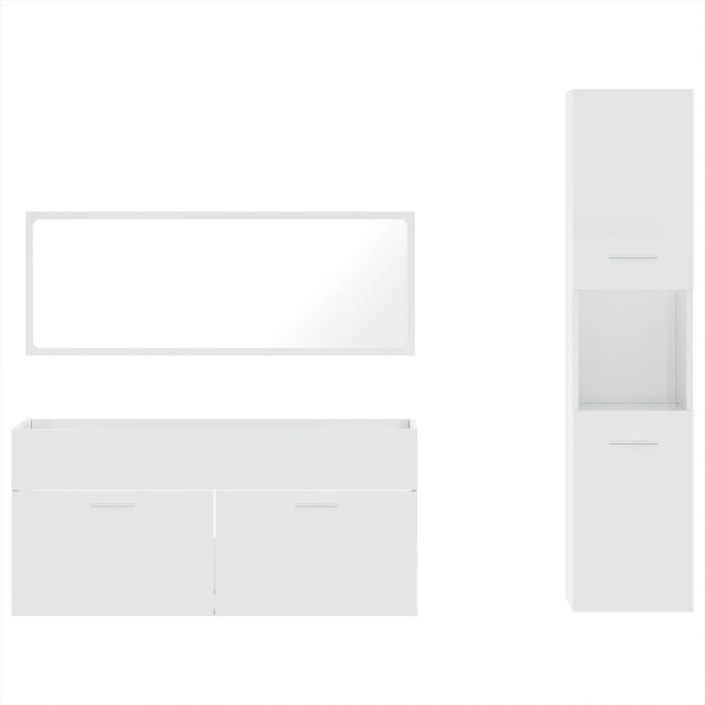 Ensemble de meubles de salle de bain 3 pcs blanc brillant - Photo n°5