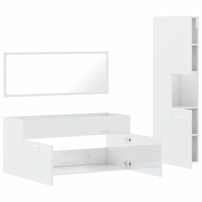 Ensemble de meubles de salle de bain 3 pcs blanc brillant - Photo n°8