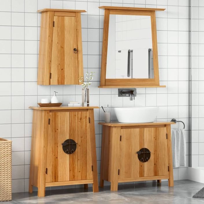 Ensemble de meubles de salle de bain 3 pcs bois de pin massif - Photo n°1