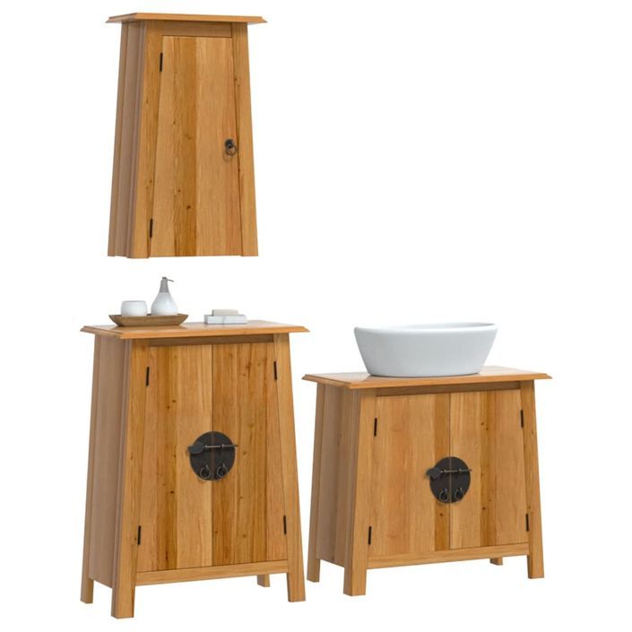 Ensemble de meubles de salle de bain 3 pcs bois de pin massif - Photo n°3