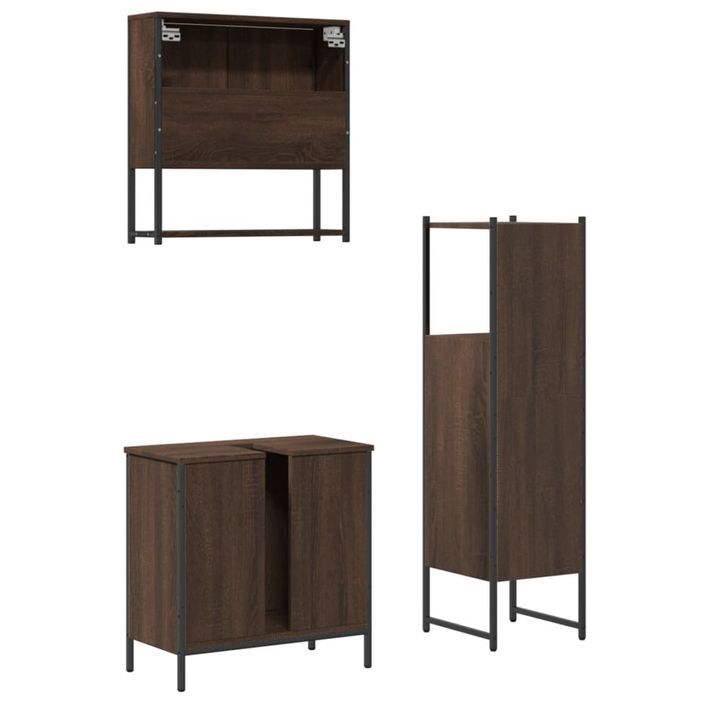 Ensemble de meubles de salle de bain 3 pcs Chêne marron - Photo n°8