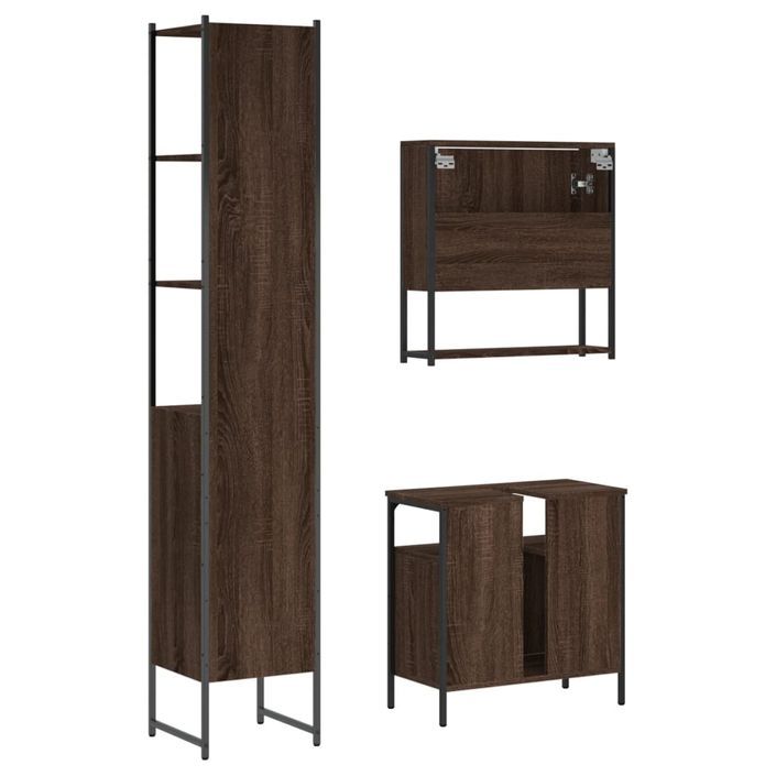 Ensemble de meubles de salle de bain 3 pcs Chêne marron - Photo n°8