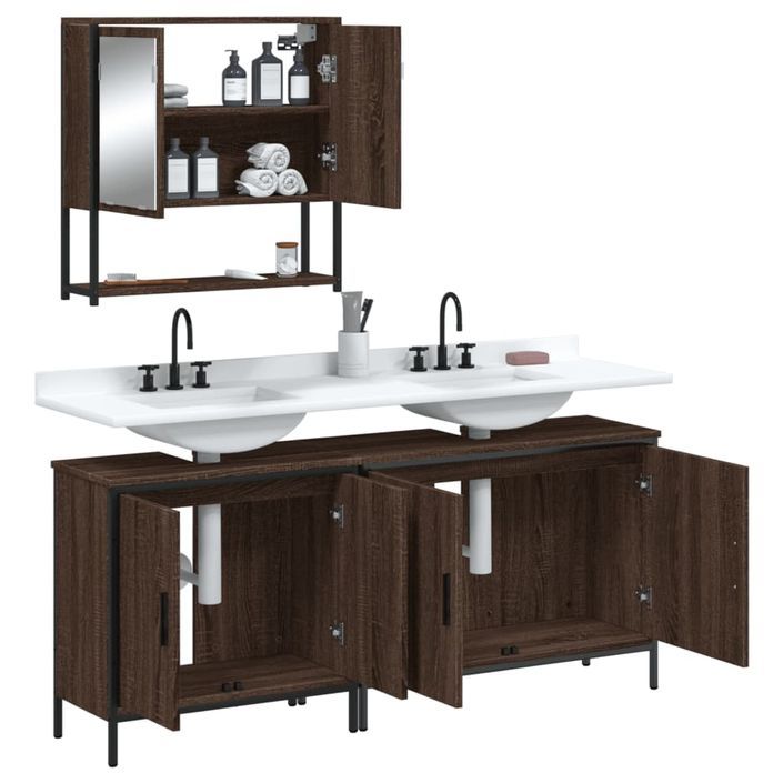 Ensemble de meubles de salle de bain 3 pcs Chêne marron - Photo n°4