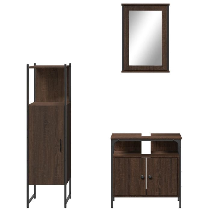 Ensemble de meubles de salle de bain 3 pcs Chêne marron - Photo n°5