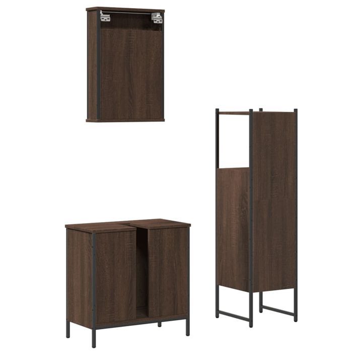 Ensemble de meubles de salle de bain 3 pcs Chêne marron - Photo n°8