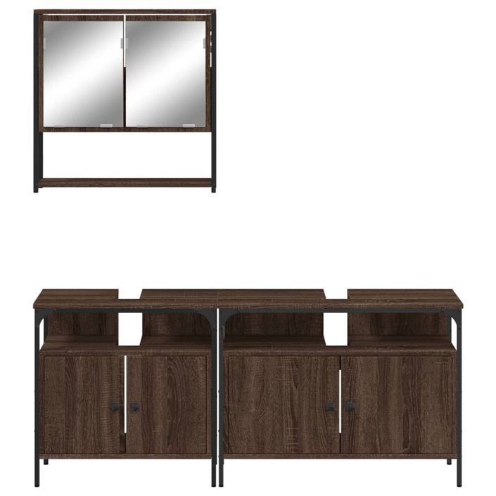 Ensemble de meubles de salle de bain 3 pcs Chêne marron - Photo n°5