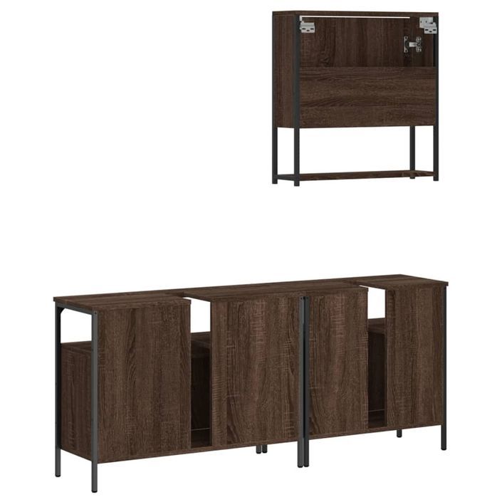 Ensemble de meubles de salle de bain 3 pcs Chêne marron - Photo n°8