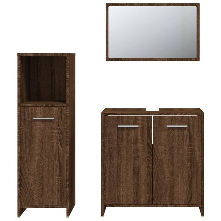 Ensemble de meubles de salle de bain 3 pcs Chêne marron - Photo n°5