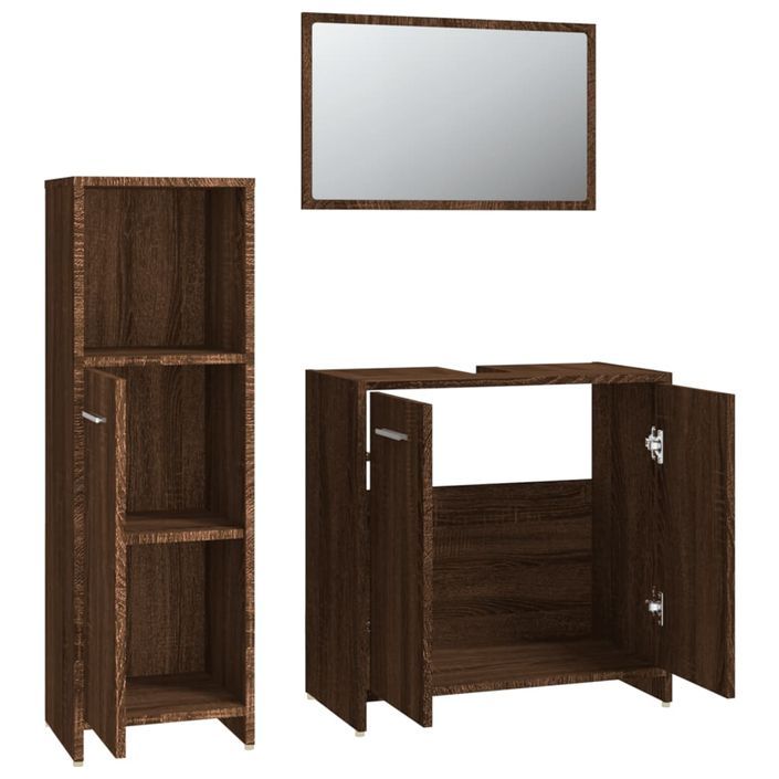 Ensemble de meubles de salle de bain 3 pcs Chêne marron - Photo n°6