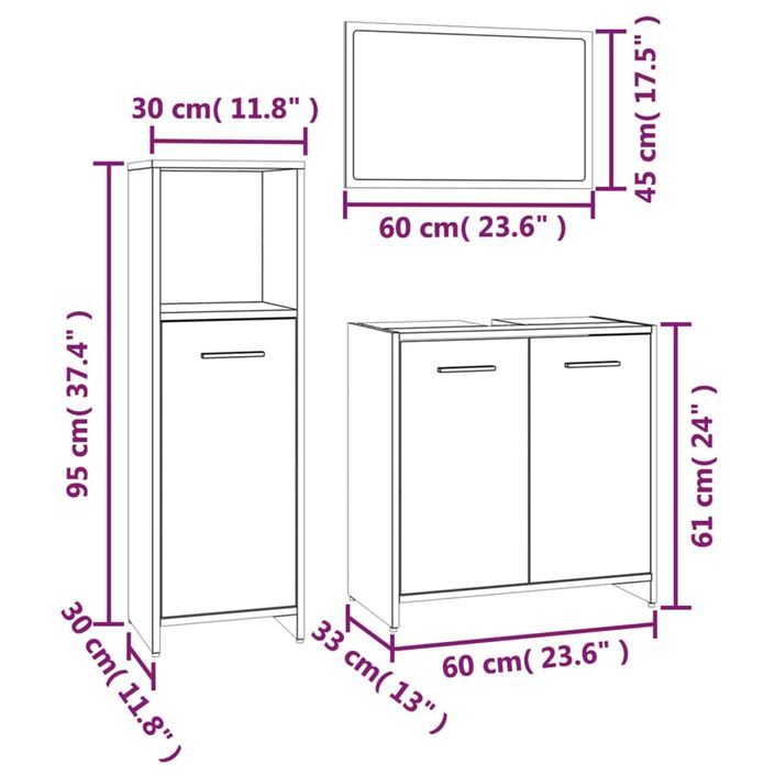 Ensemble de meubles de salle de bain 3 pcs Chêne marron - Photo n°10