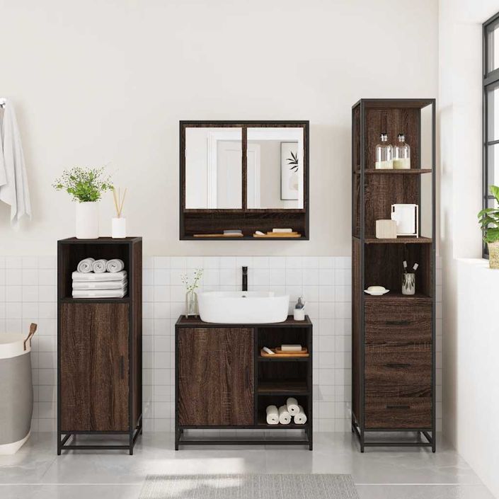 Ensemble de meubles de salle de bain 3 pcs Chêne marron - Photo n°4