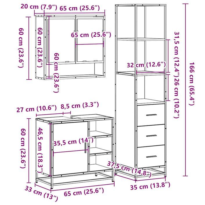 Ensemble de meubles de salle de bain 3 pcs Chêne marron - Photo n°11