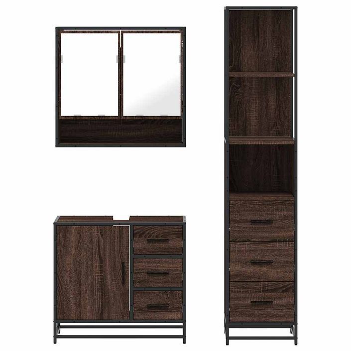 Ensemble de meubles de salle de bain 3 pcs Chêne marron - Photo n°5