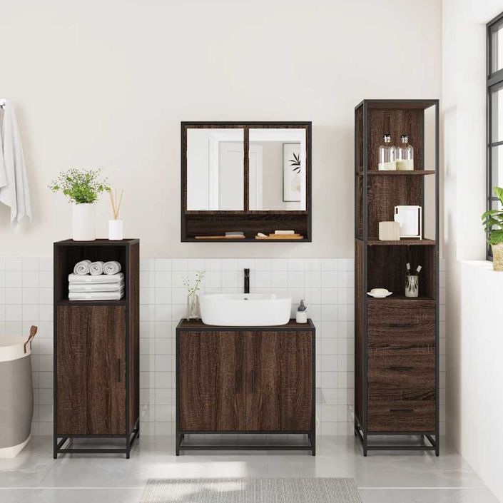 Ensemble de meubles de salle de bain 3 pcs Chêne marron - Photo n°4