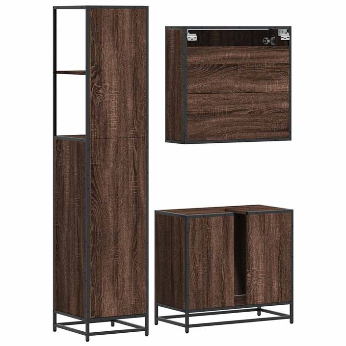 Ensemble de meubles de salle de bain 3 pcs Chêne marron - Photo n°7