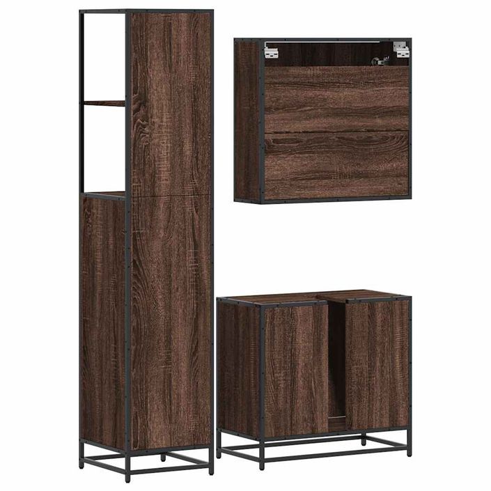 Ensemble de meubles de salle de bain 3 pcs Chêne marron - Photo n°7