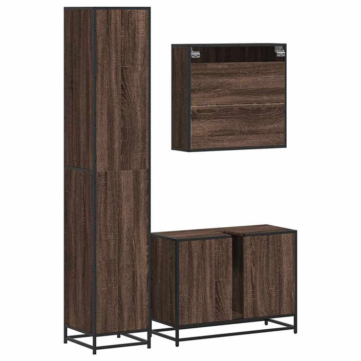 Ensemble de meubles de salle de bain 3 pcs Chêne marron - Photo n°7