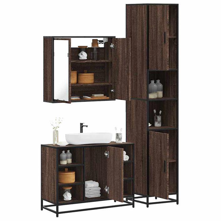 Ensemble de meubles de salle de bain 3 pcs Chêne marron - Photo n°1