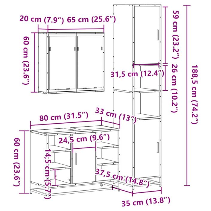 Ensemble de meubles de salle de bain 3 pcs Chêne marron - Photo n°11