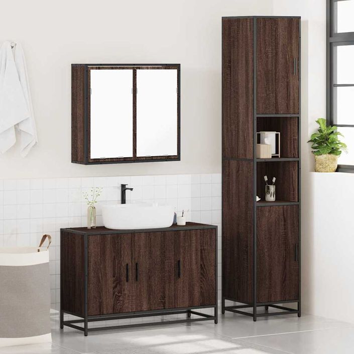 Ensemble de meubles de salle de bain 3 pcs Chêne marron - Photo n°4