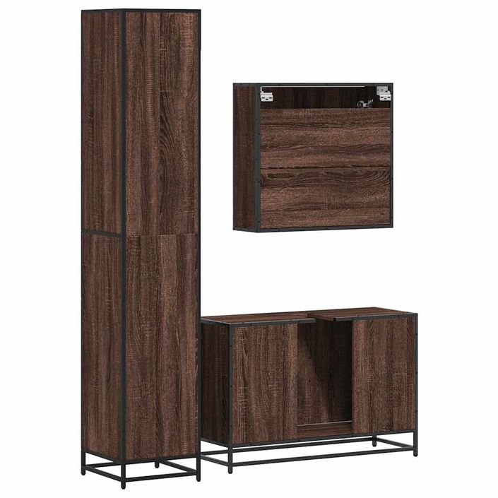 Ensemble de meubles de salle de bain 3 pcs Chêne marron - Photo n°7