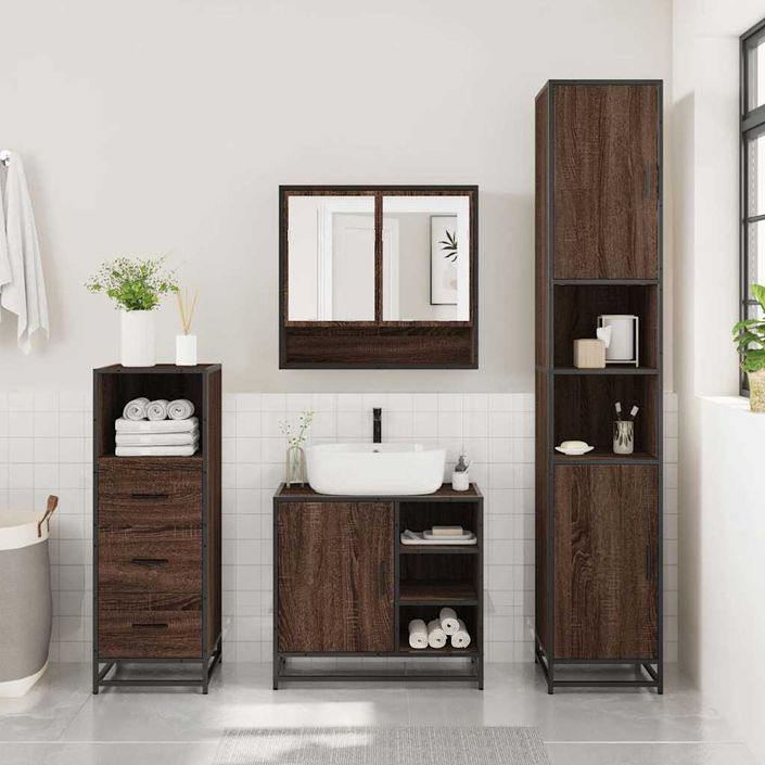 Ensemble de meubles de salle de bain 3 pcs Chêne marron - Photo n°3